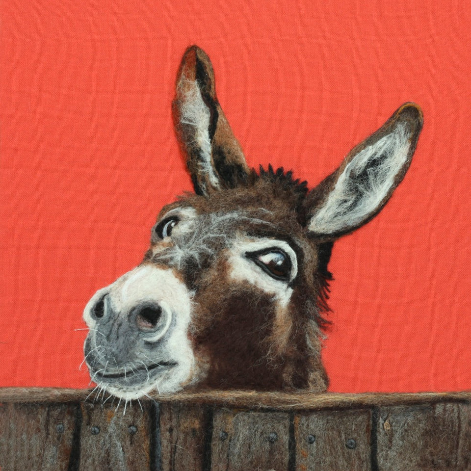 The Wonky Donkey - an original needle felted picture by Valentina Vandome Felting Art