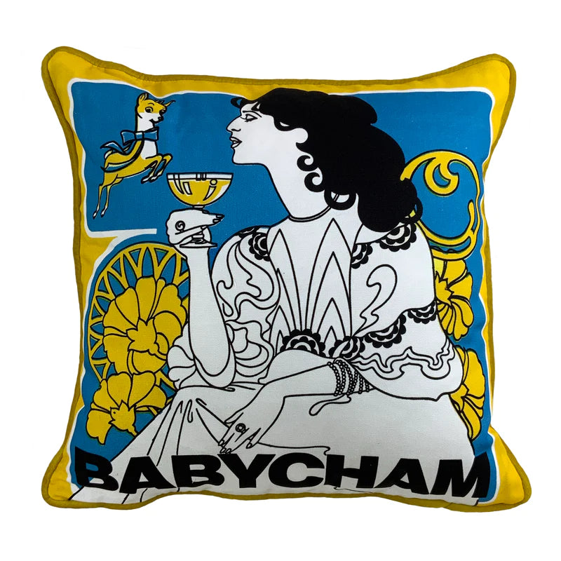 Art Noveau Babycham Cushion by Neighbourhood Threat
