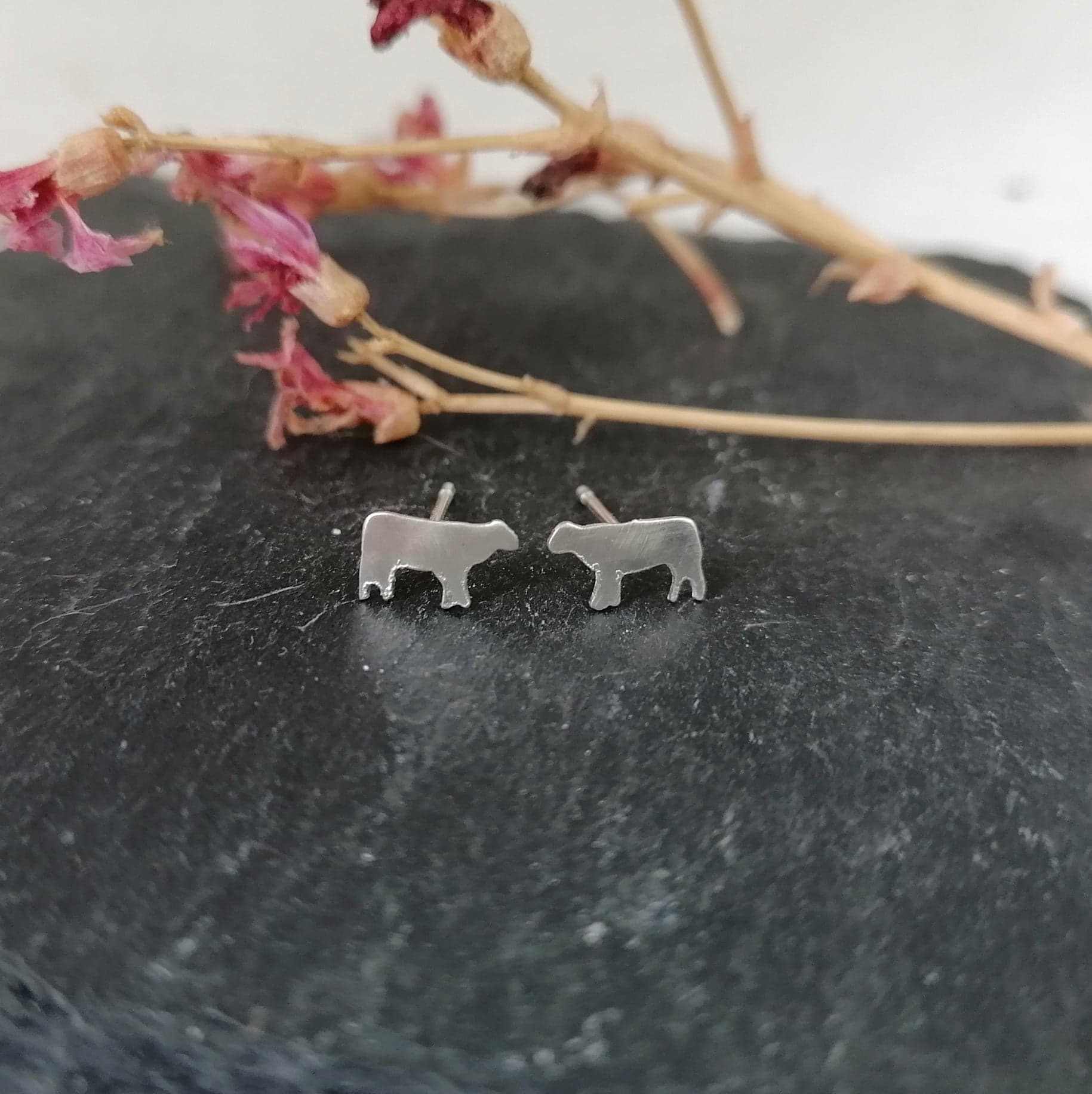 Sterling silver cow on sale earrings