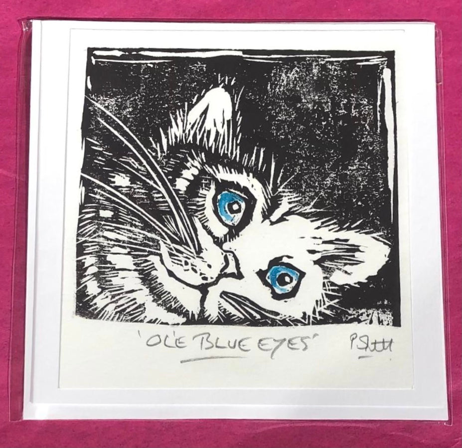 'Ole Blue Eyes - Original Lino-cut Card