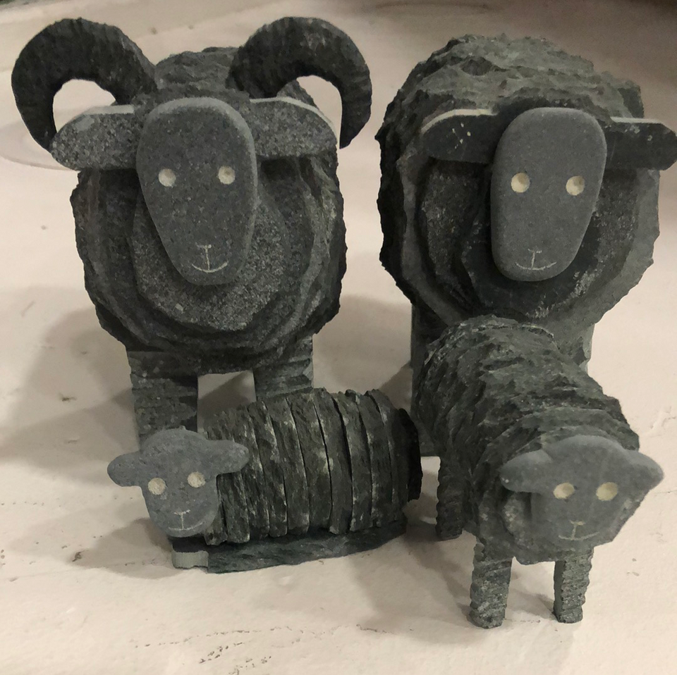 'Herdwick Ram', 'Ewe' & 'Lamb' - Lakeland Slate Sculptures