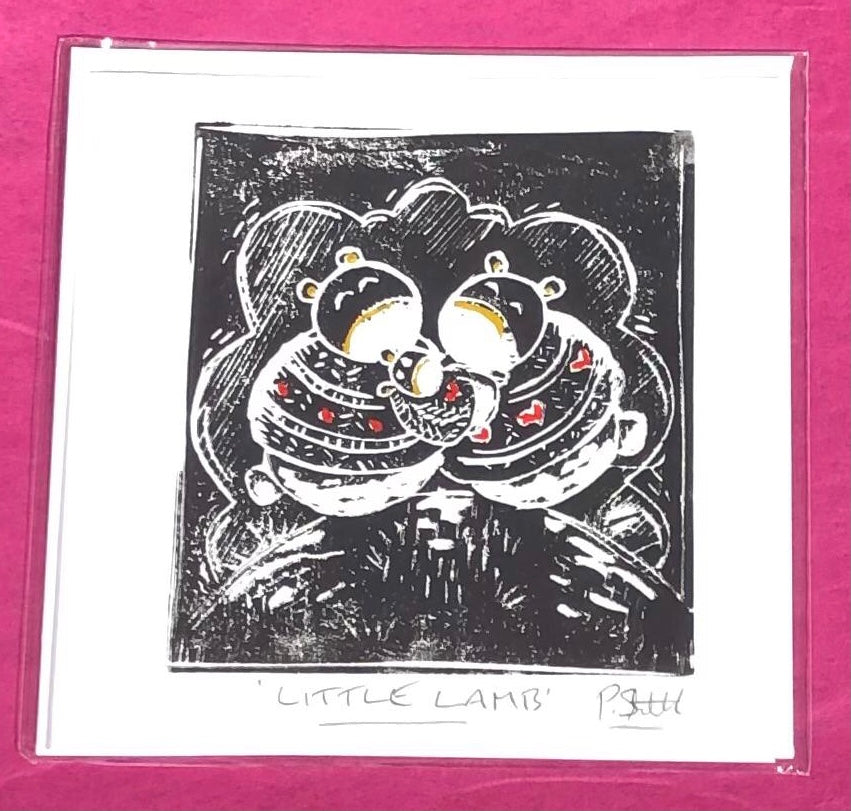 Little Lamb - Original Lino-cut Card