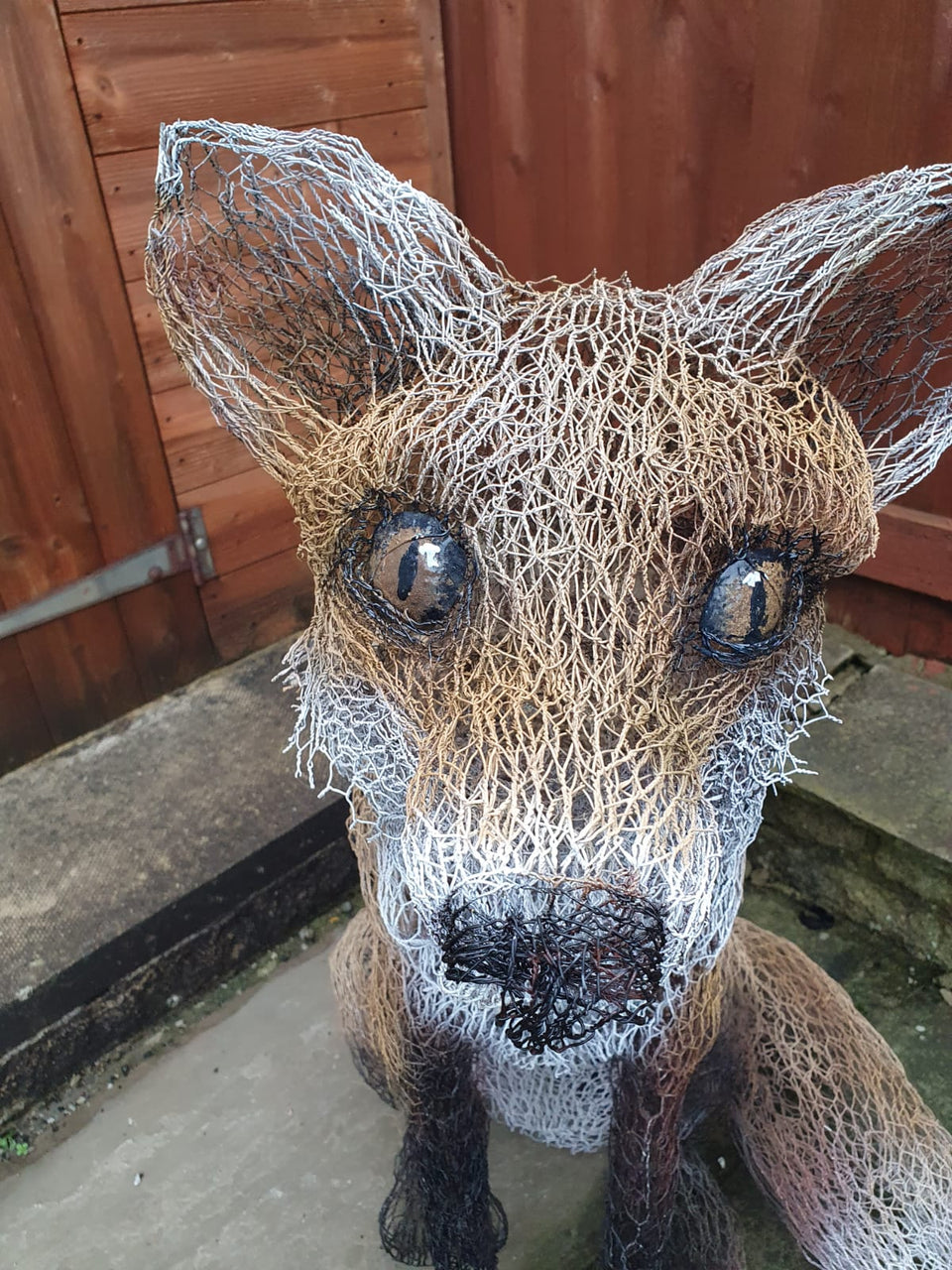 Sitting Fox - Wire Sculpture by John McManus Art