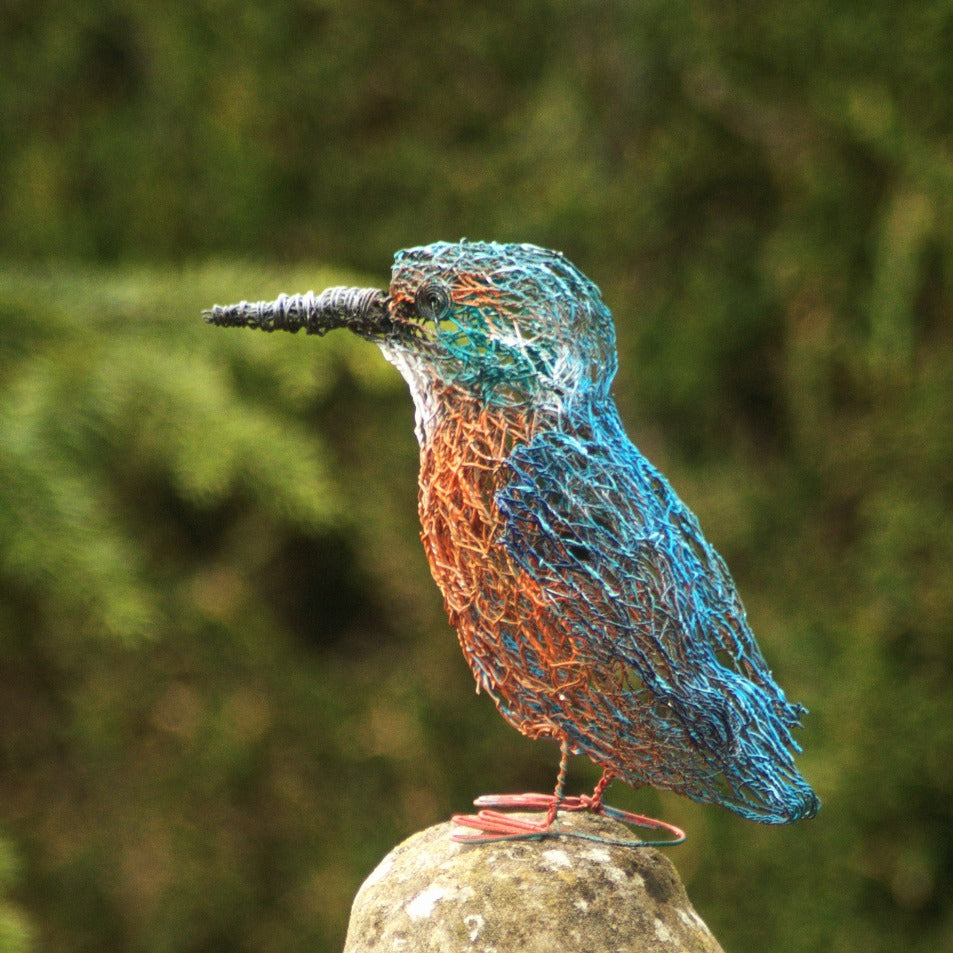 Kingfisher - Wire Sculpture by John McManus Art