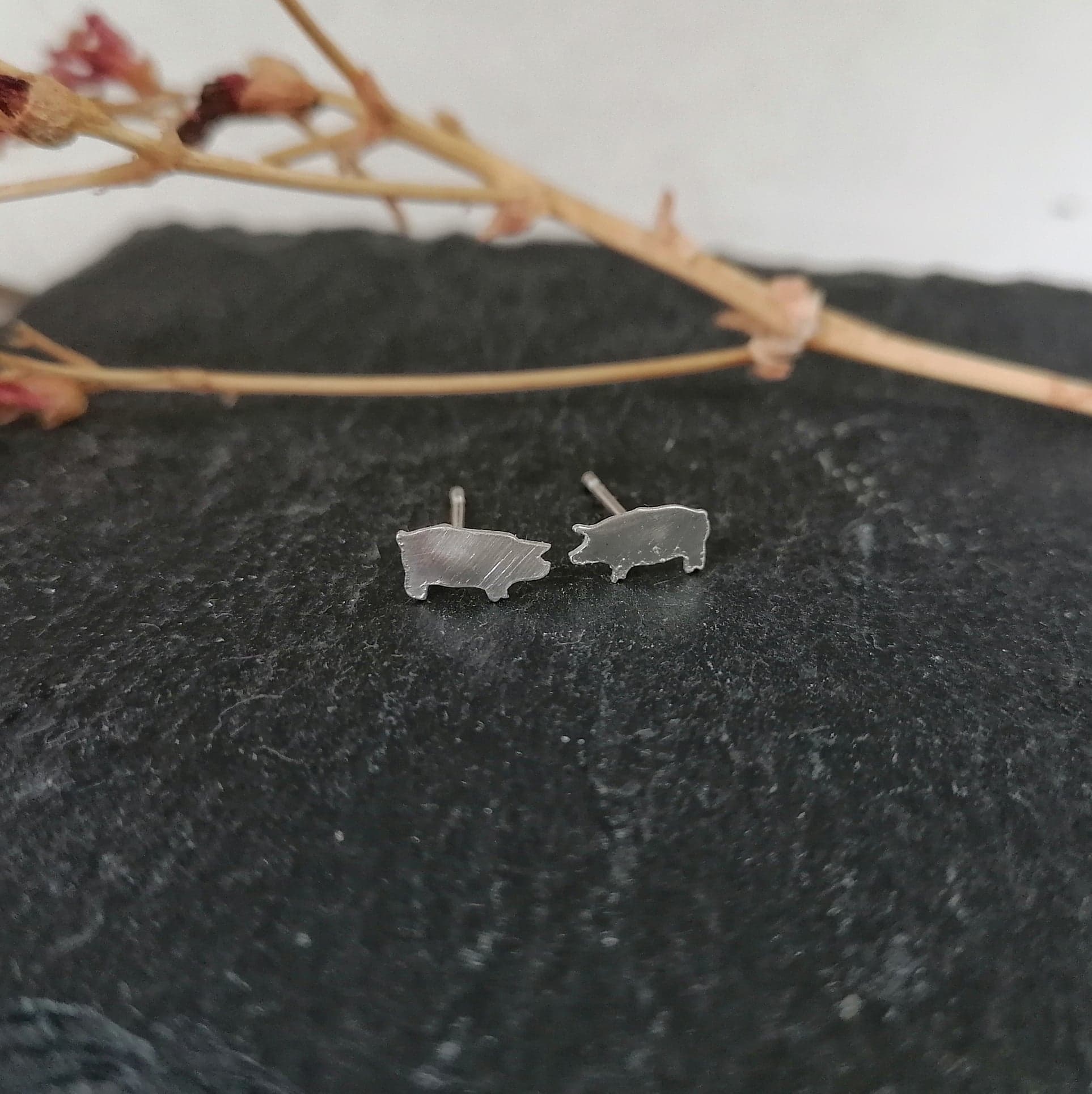 Sterling silver sale pig earrings